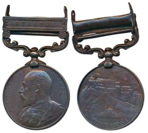 Tibet Medal, Edward VII, Bronze Medal, obv. bust of the king, rev. fortified hill city of 