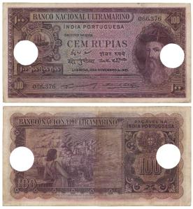 Indo-Portuguese, Cem (100) Rupias, 6th issue, 1945, Banco Nacional Ultramarino (J&R 12.33.