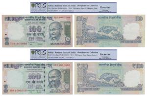 Rupees 100, 2009 and 2014, signed D. Subbarao and Raghuram Rajan, both have the same fancy