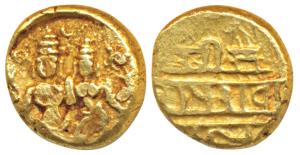 Vijayanagar Empire, Devaraya I (1406-1422 AD), Gold Pagoda, 3.36g, obv. Shiva-Parvati seat