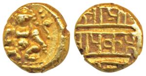 Vijayanagar Empire, Krishna Deva Raya (1509-1529 AD), Gold ½ Pagoda, 1.7g, obv. seated Bal