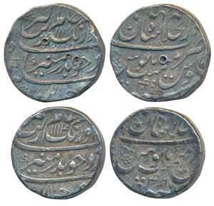 Aurangzeb, Silver Rupee (2), Dar-ul-Khilafat Shahjahanabad Mint, AH 1114/46 and AH 1117/49