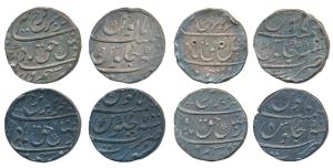 Farrukhsiyar, Silver Rupee (4), Surat Mint, RY 5 (KM 377.59). One Very Fine, the rest with