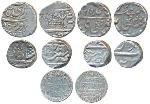 Assorted Lot, Silver Rupee (7), Bikaner, Dungar Singh, with the name of Victoria; Gwalior,