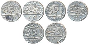 Muhammadabad Banaras Mint, Silver Rupee (3), in the name of Shah Alam II, fish, sun-burst 