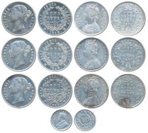 Assorted lot, Victoria Queen, Silver Rupee (6), 1840, divided legend (3); Silver Rupee (3)