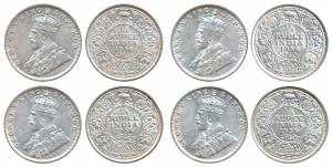 George V, Silver ¼ Rupee (4), 1936, Bombay Mint (Prid 460). About Uncirculated to Uncircul