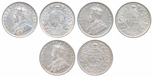 George V, Silver ½ Rupee, 1921, Calcutta Mint (Prid 324); 1926, Bombay Mint (Prid 348); 19