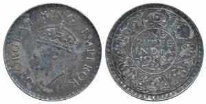 George VI, Silver Rupee, 1938, Bombay Mint, A / I / without dot (Prid 233). Very Fine+.