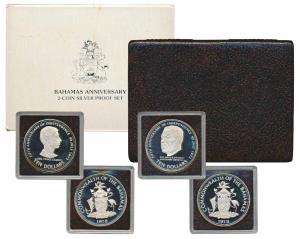 Bahamas, Elizabeth II, Prince Charles, set of 2 Silver 10 Dollars, 45.36g each, 1978, Fift