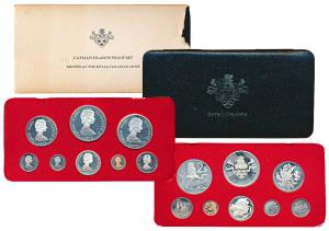 Cayman Islands, Elizabeth II, 1976 Proof set, Silver 1, 2 and 5 Dollars, Cupro-Nickle 50, 