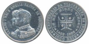 Portugal, Carlos I, Silver 1000 Reis, 1898, 400th Anniversary of Discovering India 1498-18