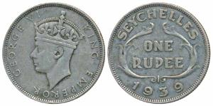 Seychelles, George VI, Half Silver Rupee, 11.66g, 1939, (KM 4). About Very Fine, Scarce.