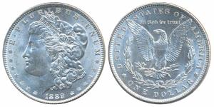 United States of America, Silver Morgan Dollar, 1889, (KM 110). About Uncirculated.