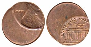 United States of America, Lincoln, Copper Cent, Error, 60% off-centre, planchet has expand