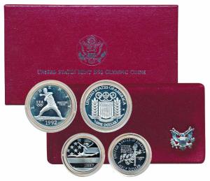 United States of America, Silver Dollar 26.73g, & Cupro-Nickel ½ Dollar, 1992 Olympics. Pr
