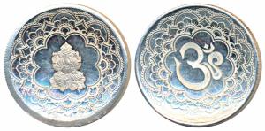 Ganesh, Modern Silver Bar, 50g, Struck on a bulky concave planchet, obv. Lord Ganesha with