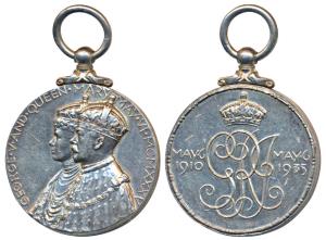 George V and Queen Mary Silver Jubilee Medal, Silver, obv. conjoined bust of George V and 