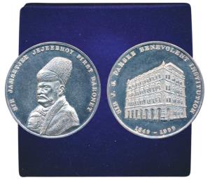 Year of the Sir. J. J. Parsee Benevolent institution, Silver Medal, 40g, obv. bust of Sir 