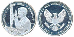 Silver Medallion, 23.6g, Inauguration of John F. Kennedy (as President), Jan 20 1961, rev.