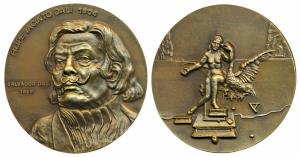 Salvador Dali, Bronze Medal, 261g, issued by the Paris Mint on the death anniversary of th