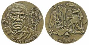 Pablo Picasso, Bronze Medal, 130g, issued by the Paris Mint on the death anniversary of th