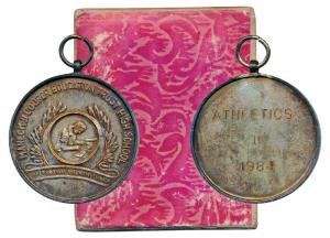Zoroastrian Medal, Maneckji Cooper High School Medal, Silver gilt on Bronze. Extremely Fin