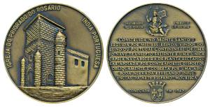 Goa, The Rosario Church, Bronze Medal, 200g, obv. façade of the church with Rosario Priori