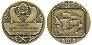 Vasco Da Gama's flag ship San Gabriel, Bronze Medal, obv. ship, coat of arms and two eleph