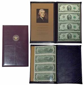 United States of America, Uncut Dollar Sheet, $2 with the portrait of Thomas Jefferson, co