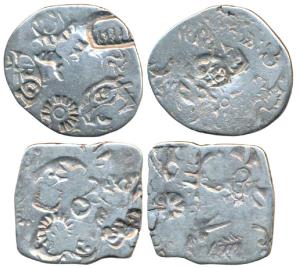 Archaic Punch-marked Coinage, attributed to Magadha Janapada, Silver Karshapana (2), 3.11g
