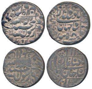 Shah Jahan, Silver Rupee, 11.41g, Patna Mint; Lahore Mint, AH (10)45/8, both legend within