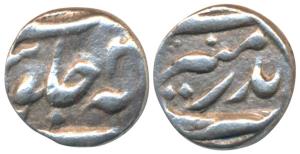 Aurangzeb (AH 1068-1118; 1658-1707 AD), Silver 1/8 Rupee, 1.56g, first digit of the RY vis