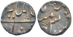 Calcutta / Kalkatta Mint, Silver ¼ Rupee, 2.75g, in the name of Alamgir II, RY 3, star as 
