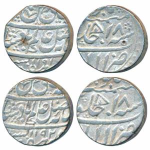 Allahabad Mint, Silver Rupee, 11.2g & 11.22g, in the name of Shah Alam II, AH 1191/18 & 11