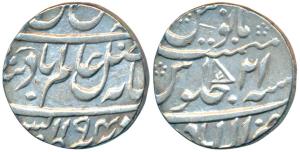 Allahabad Mint, Silver Rupee, 11.23g, in the name of Shah Alam II, AH 1194/21, flag or Pat