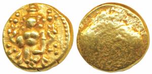 Single Swami, Gold Pagoda, 3.39g, obv. Vishnu standing facing front, rev. granulated, no d