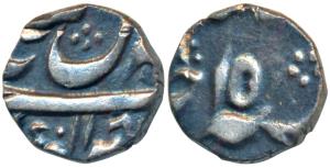 Murshidabad Mint, Silver 1/8 Rupee, 1.48g, in the name of Shah Alam II, AH 118X/15, issue 