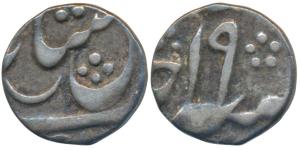 Murshidabad Mint struck at Calcutta, Silver 1/8 Rupee, 1.43g, in the name of Shah Alam II,