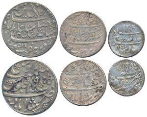 Murshidabad Mint struck at Calcutta, set of 3, Silver Rupee, ½ & ¼, in the name of Shah Al