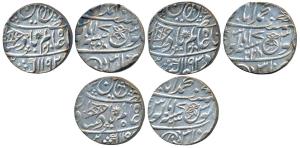 Muhammadabad Banaras Mint, Silver Rupee (3), in the name of Shah Alam II, fish, sun-burst 