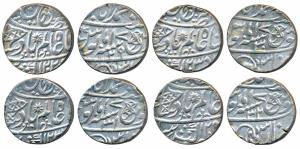 Muhammadabad Banaras Mint, Silver Rupee (4), in the name of Shah Alam II, fish, sun-burst 