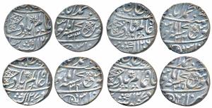 Muhammadabad Banaras Mint, Silver Rupee (4), in the name of Shah Alam II, fish, sun-burst 
