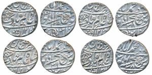 Muhammadabad Banaras Mint, Silver Rupee (4), in the name of Shah Alam II, fish, sun-burst 