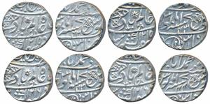 Muhammadabad Banaras Mint, Silver Rupee (4), in the name of Shah Alam II, fish, sun-burst 