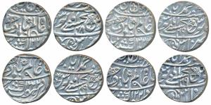 Muhammadabad Banaras Mint, Silver Rupee (4), in the name of Shah Alam II, fish, sun-burst 