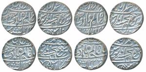 Muhammadabad Banaras Mint, Silver Rupee (4), in the name of Shah Alam II, fish, sun-burst 