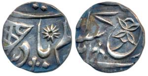 Muhammadabad Banaras Mint, Silver 1/8 Rupee, 1.47g, in the name of Shah Alam II, double re