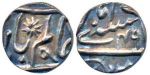 Muhammadabad Banaras Mint, Silver 1/8 Rupee, 1.41g, in the name of Shah Alam II, double re