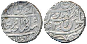 Qita Bareli Mint, Silver Rupee, 10.97g, in the name of Shah Alam II, AH 1217/37 obv. Steph